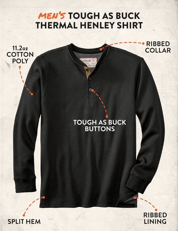 Men's Tough as Buck Double Layer Thermal Henley Shirt image number 3