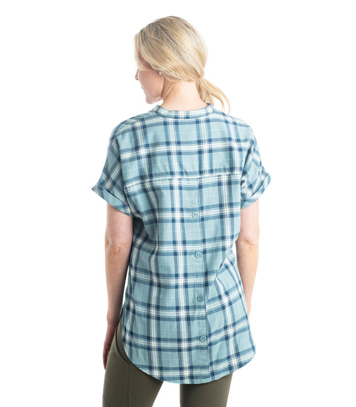 Women's Short Sleeve Popover Casual Plaid Shirt image number 1