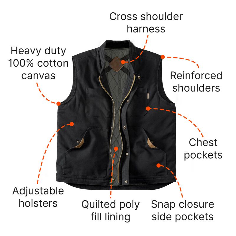 Men's Concealed Carry Canvas Cross Trail Vest image number 5