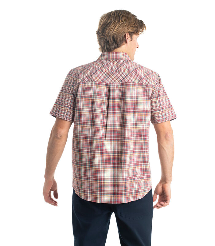 Men's Textured Stretch Woven Plaid Short Sleeve Shirt image number 3