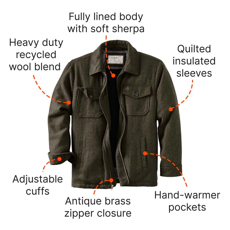 Men's Tough as Buck Outdoorsman Berber Lined Wool Jacket image number 4