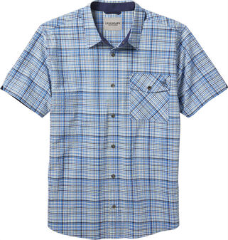 Men's Textured Stretch Woven Plaid Short Sleeve Shirt