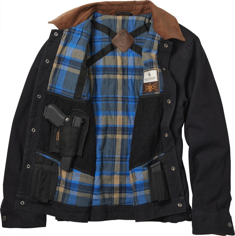 Men's Concealed Carry Hideout Flannel Lined Canvas Jacket image number 2