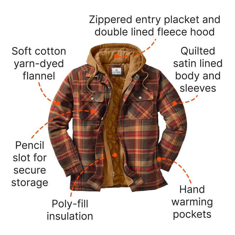 Men's Maplewood Hooded Flannel Shirt Jacket image number 3
