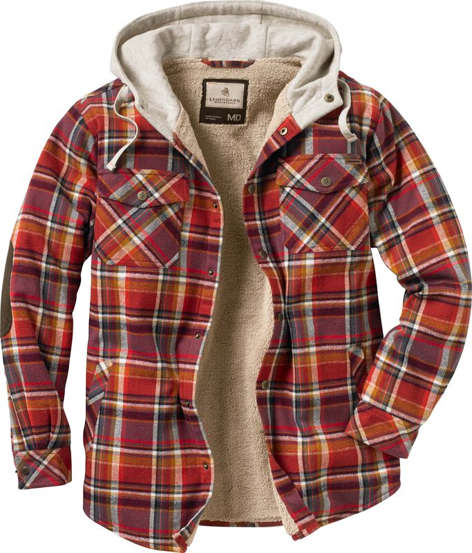 Men's Camp Night Berber Lined Hooded Flannel Shirt Jacket image number 0