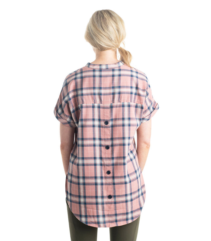 Women's Short Sleeve Popover Casual Plaid Shirt image number 1