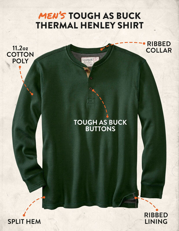 Men's Tough as Buck Double Layer Thermal Henley Shirt image number 3