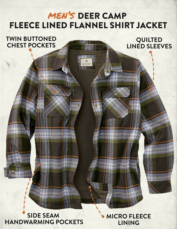 Men's Deer Camp Berber Lined Flannel Shirt Jacket image number 3