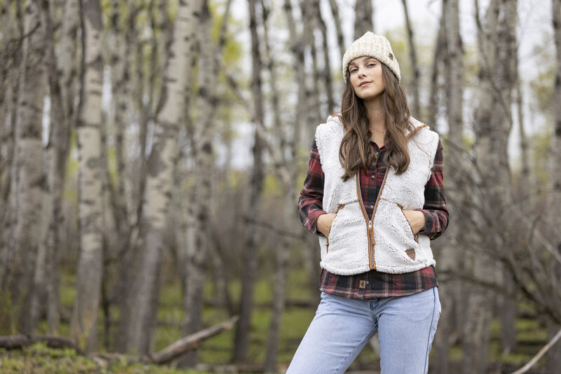 Women's Fuzzy Hide Fleece Hooded Vest image number 2