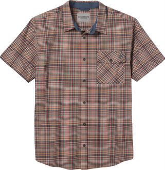 Men's Textured Stretch Woven Plaid Short Sleeve Shirt